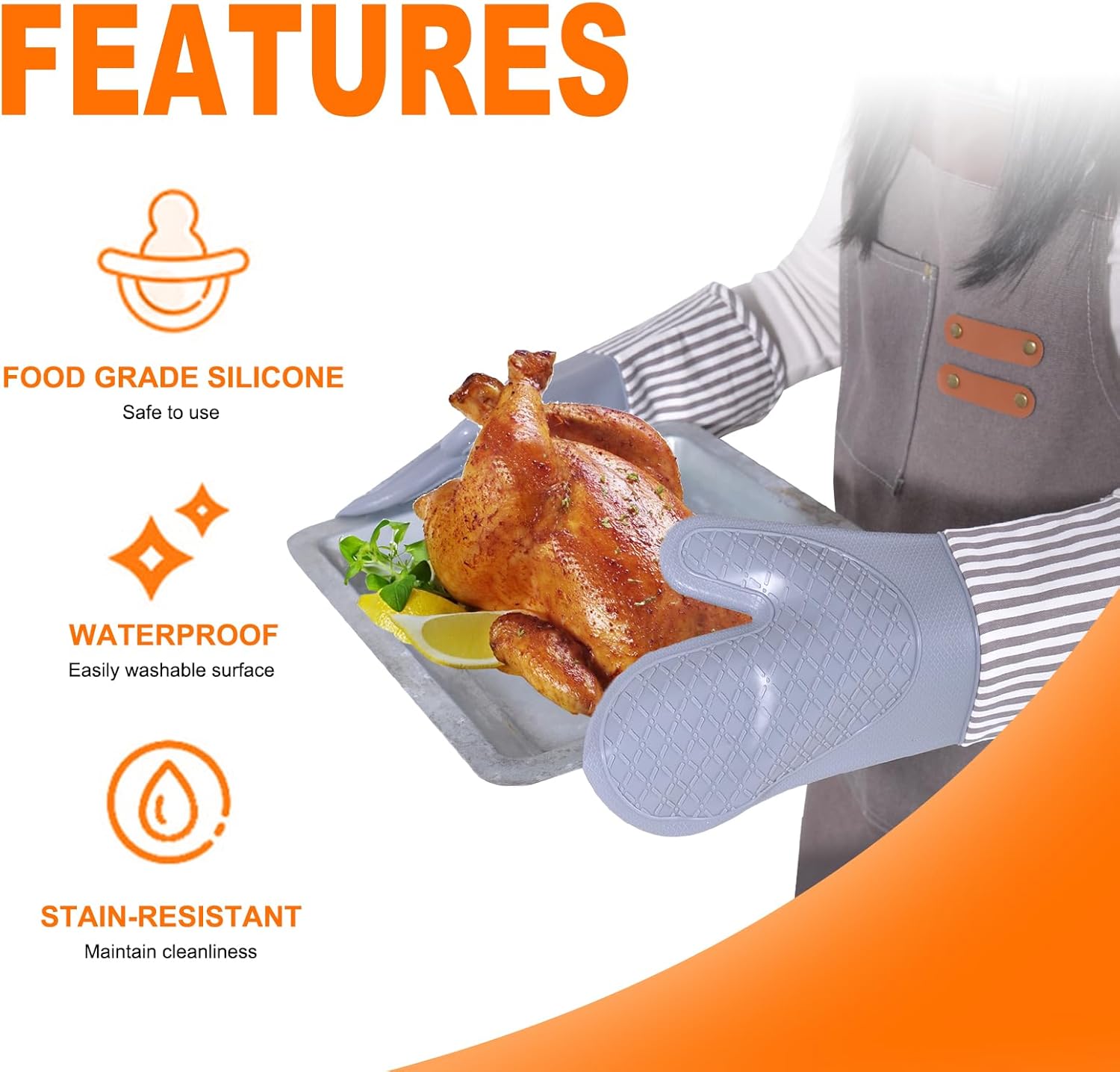 Silicone Oven Mitts, 500°F Hea - Heat Resistant Glove reseña y precio