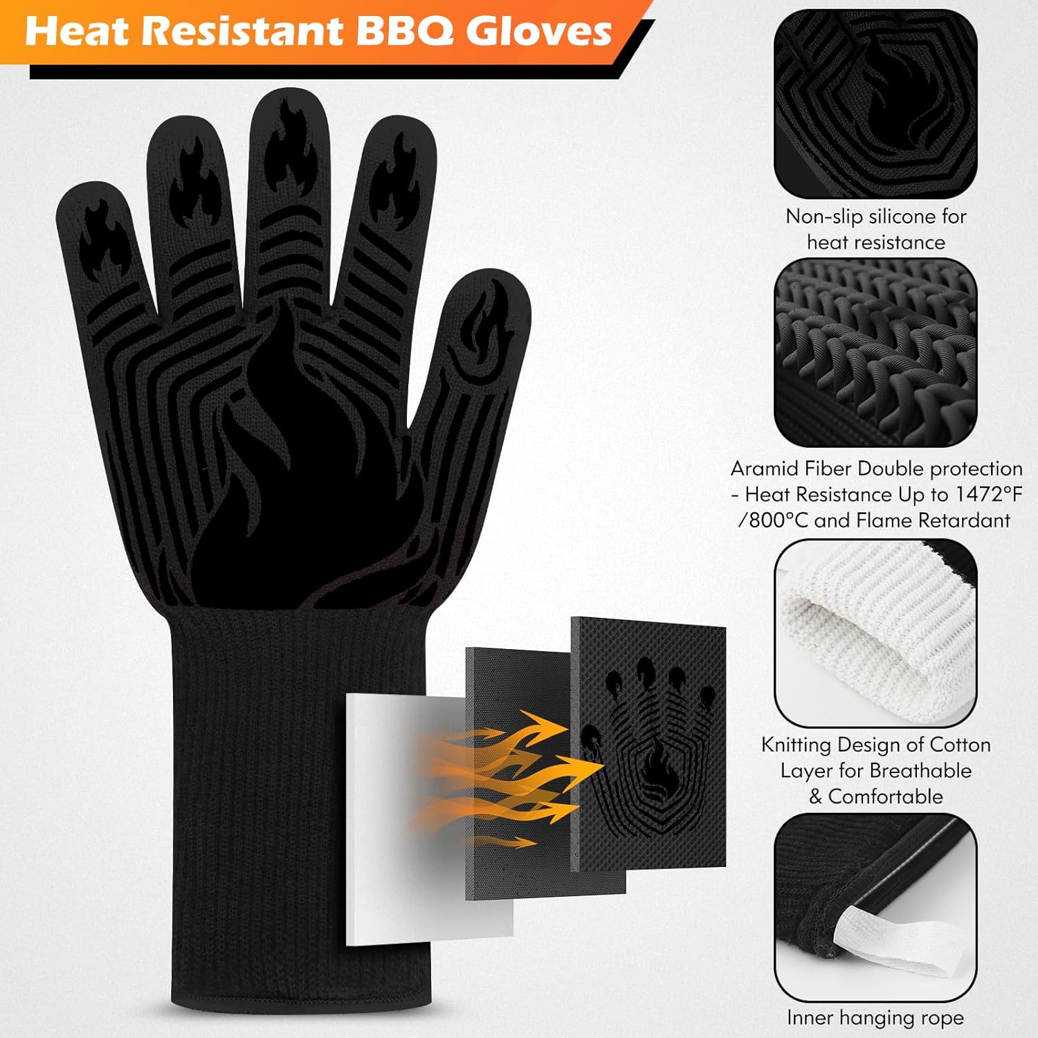BBQ Gloves, 1472°F Heat Resist - Heat Resistant Glove reseña y precio