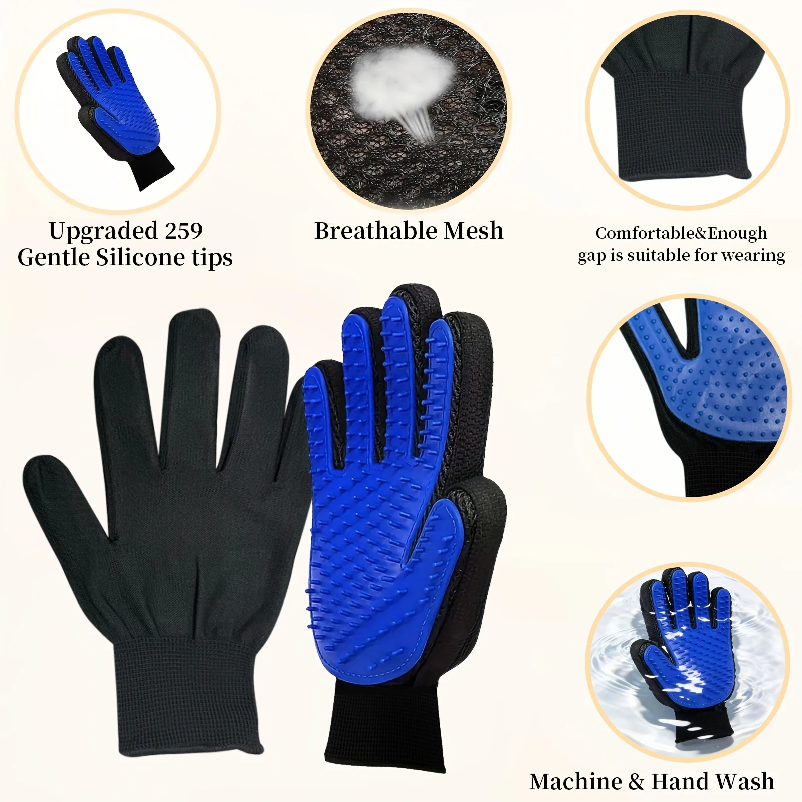 Pet Gloves Cat Grooming Gloves - Rubber Glove Cleaning reseña y precio