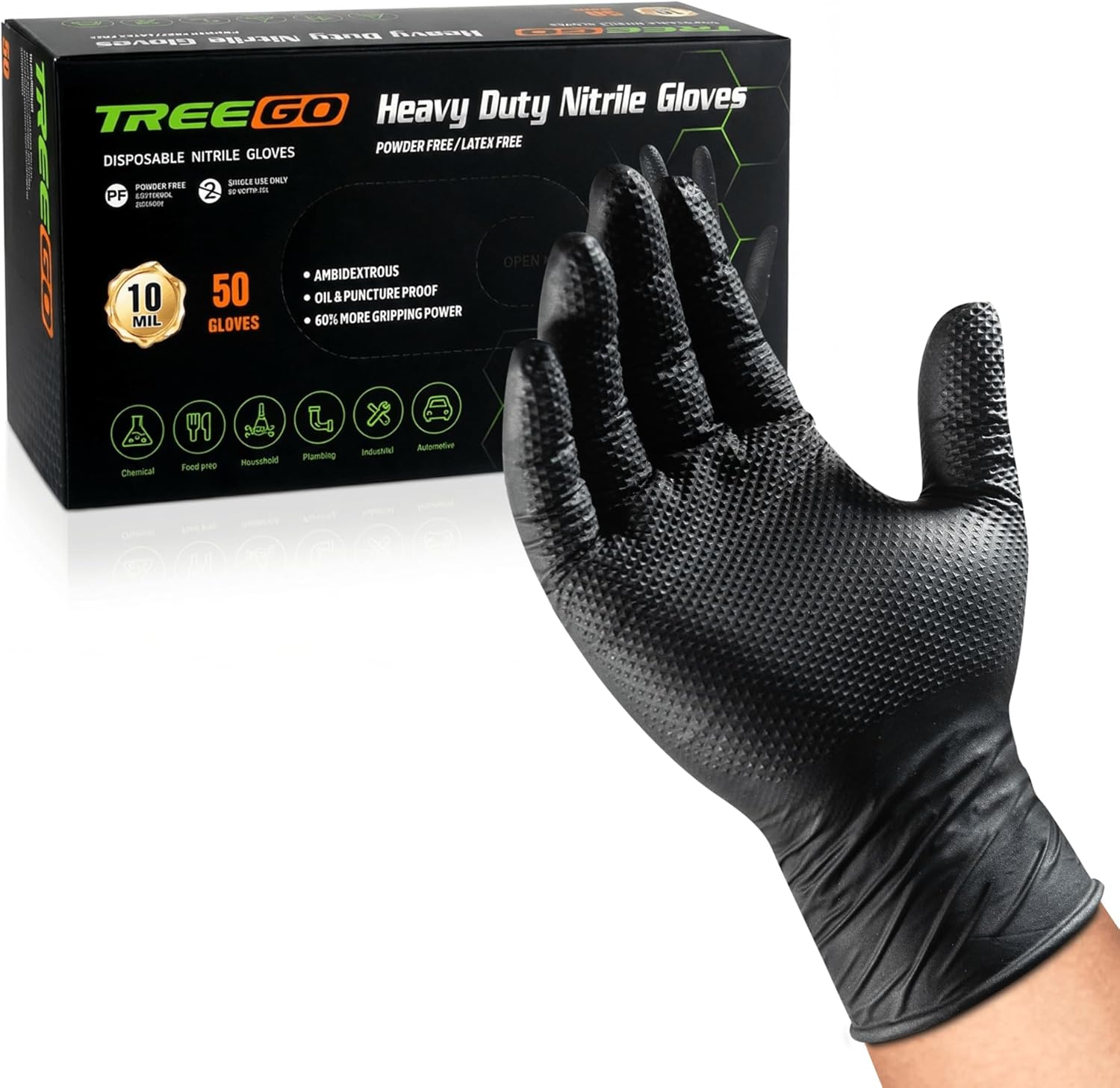 10 Mil Nitrile Gloves Large -  - Latex Disposable Glove reseña y precio