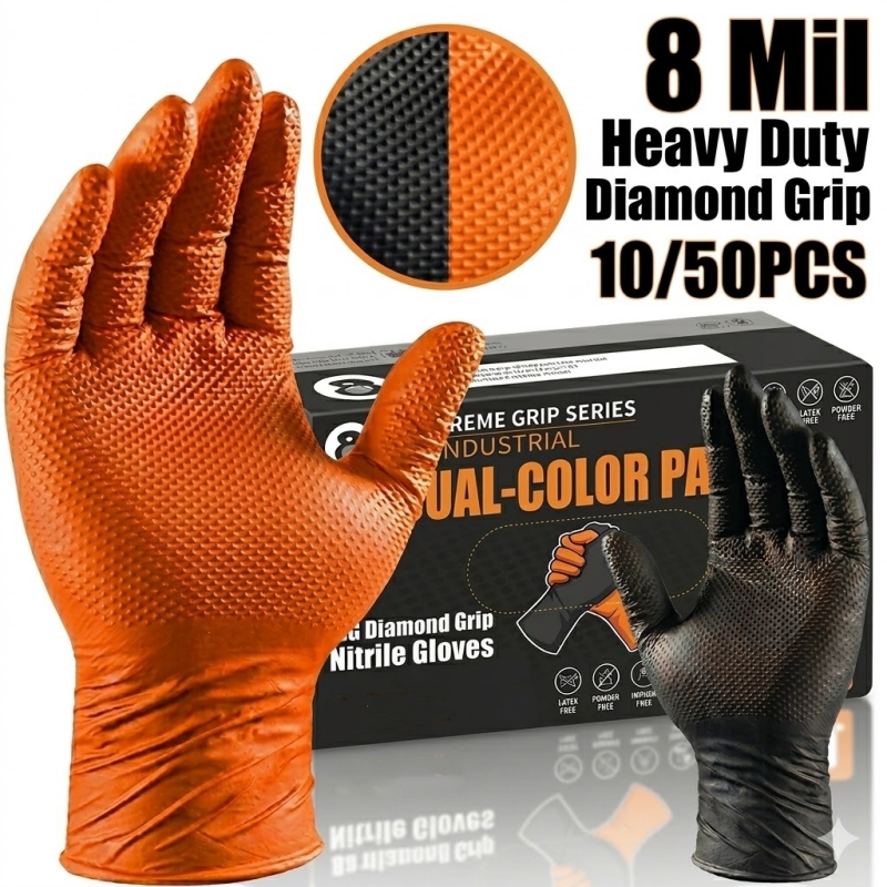 Heavy Duty Orange Nitrile Glov - Nitrile Mechanic Glove reseña y precio