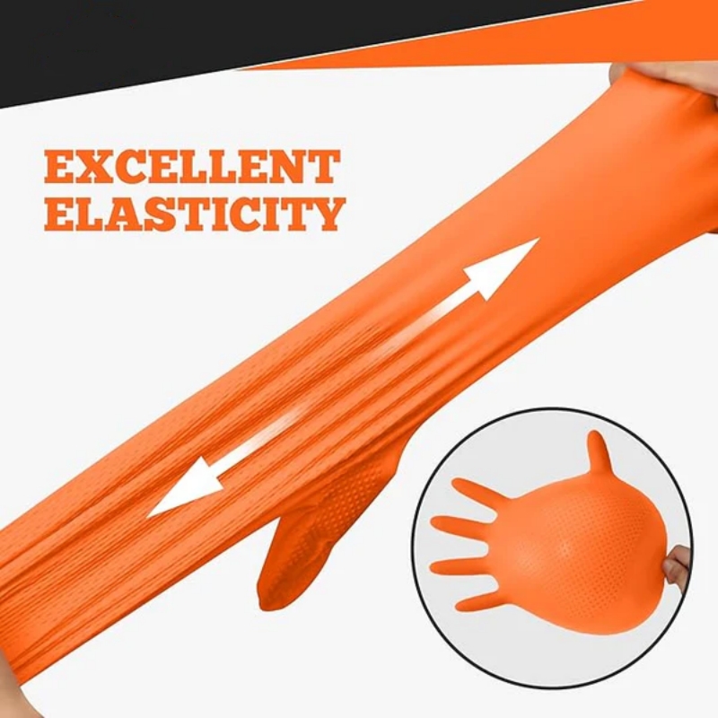 Heavy Duty Orange Nitrile Glov - Nitrile Mechanic Glove reseña y precio
