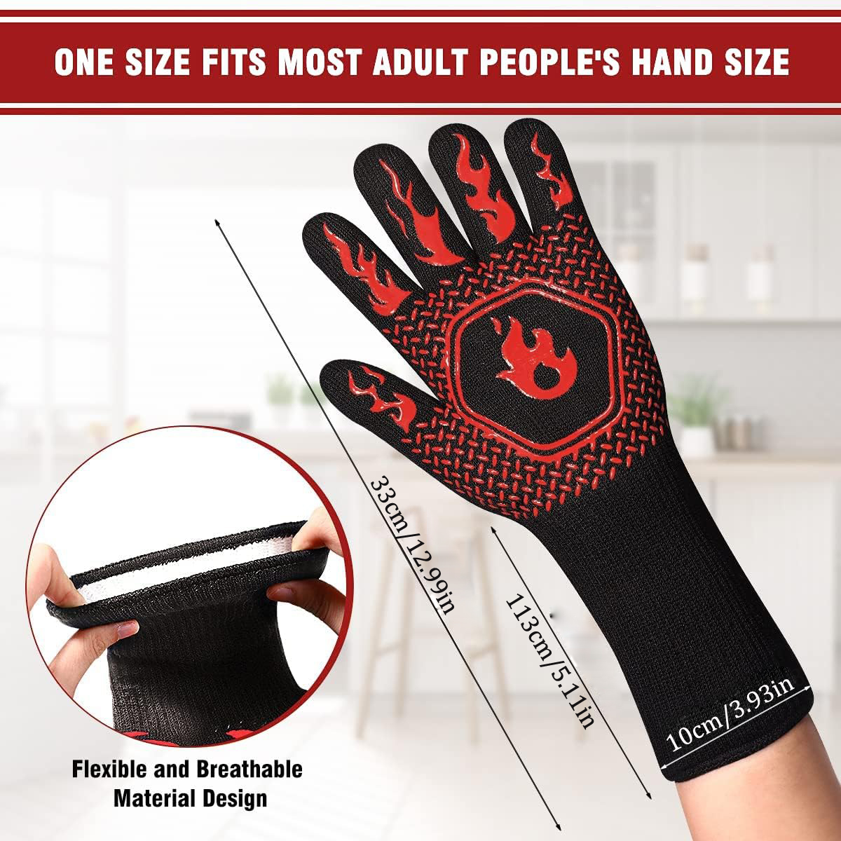 BBQ Grill Gloves High Temp Res - Oven Mitt Silicone reseña y precio