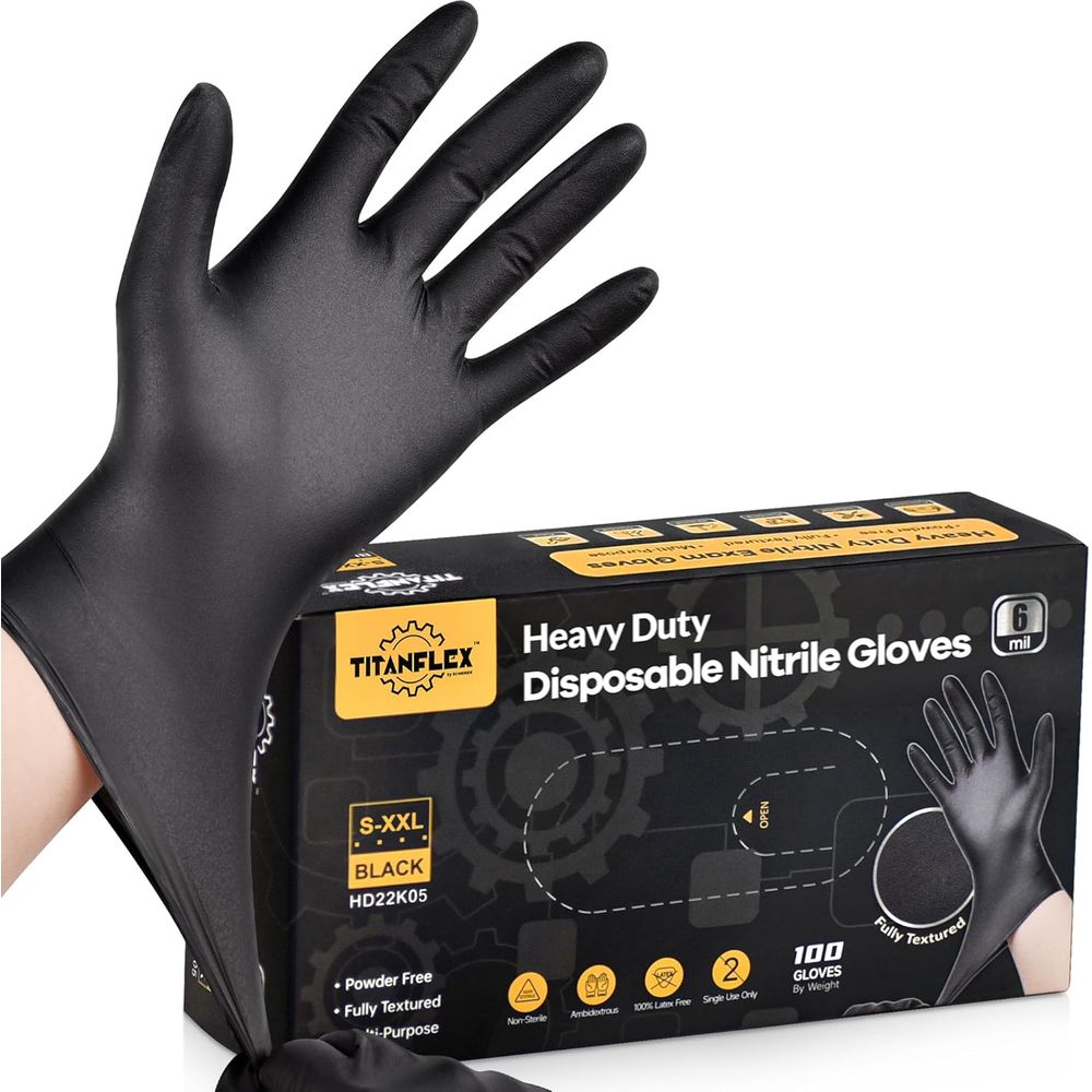 Heavy-Duty 6 Mil Black Nitrile - Nitrile Mechanic Glove reseña y precio