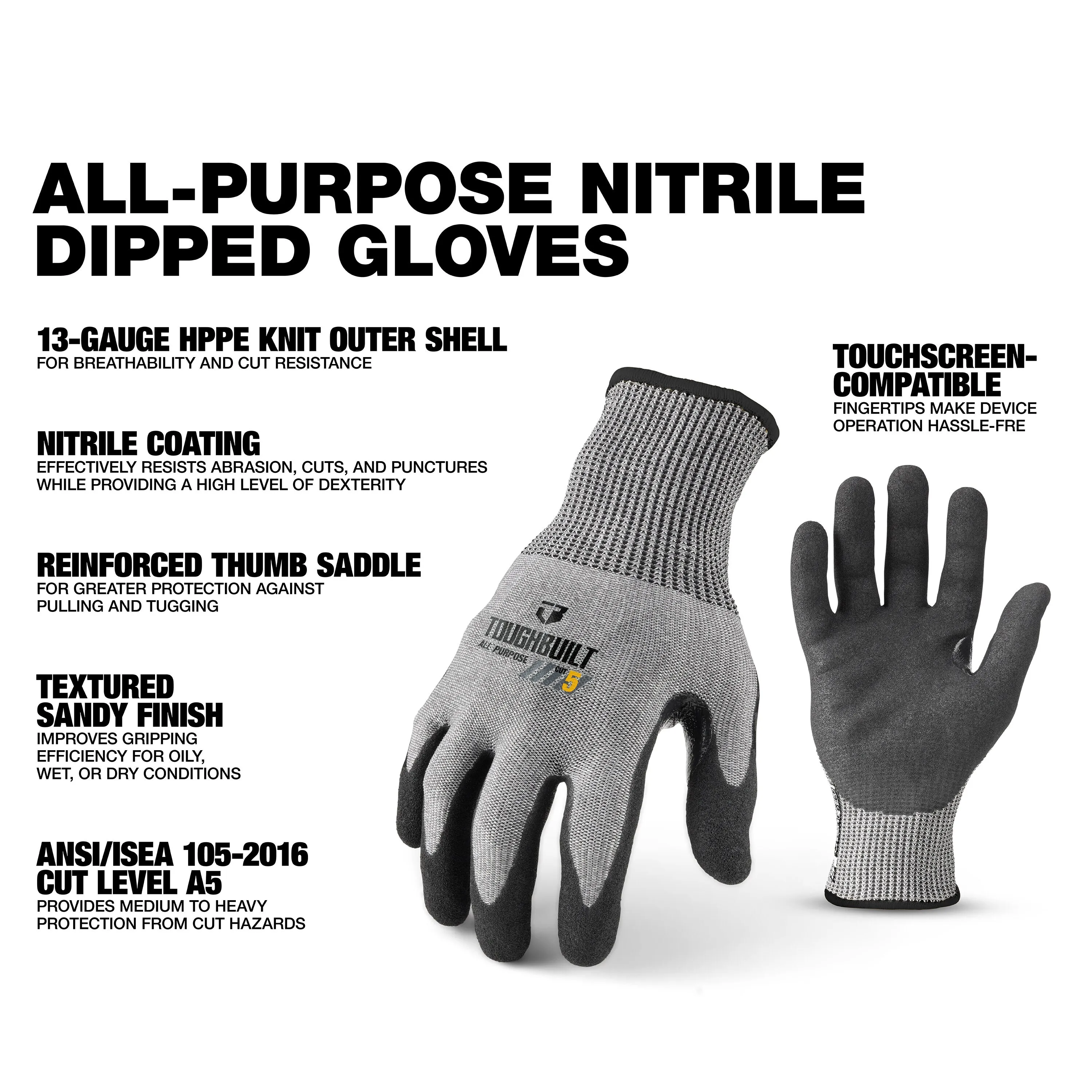 TOUGHBUILT TB-P2-112-5-L Nitri - Nitrile Mechanic Glove reseña y precio