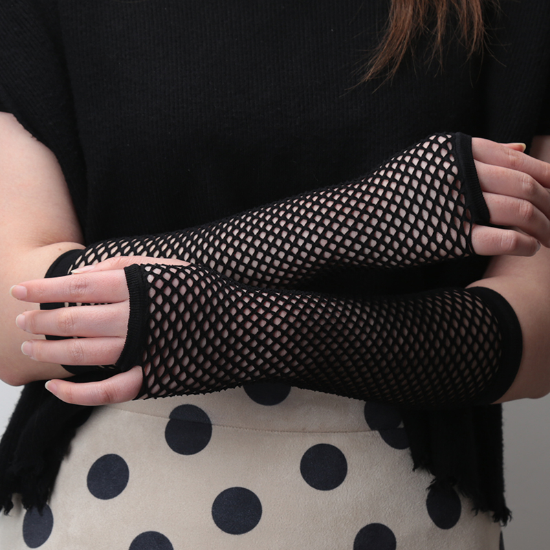 New black Fishnet Fingerless L - Fingerless Glove Knit reseña y precio