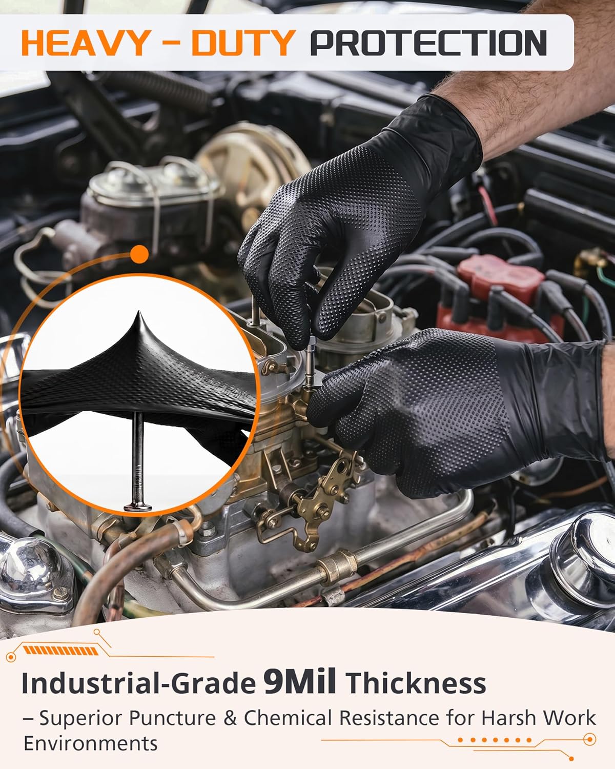 9mil Heavy Duty Disposable Nit - Nitrile Mechanic Glove reseña y precio