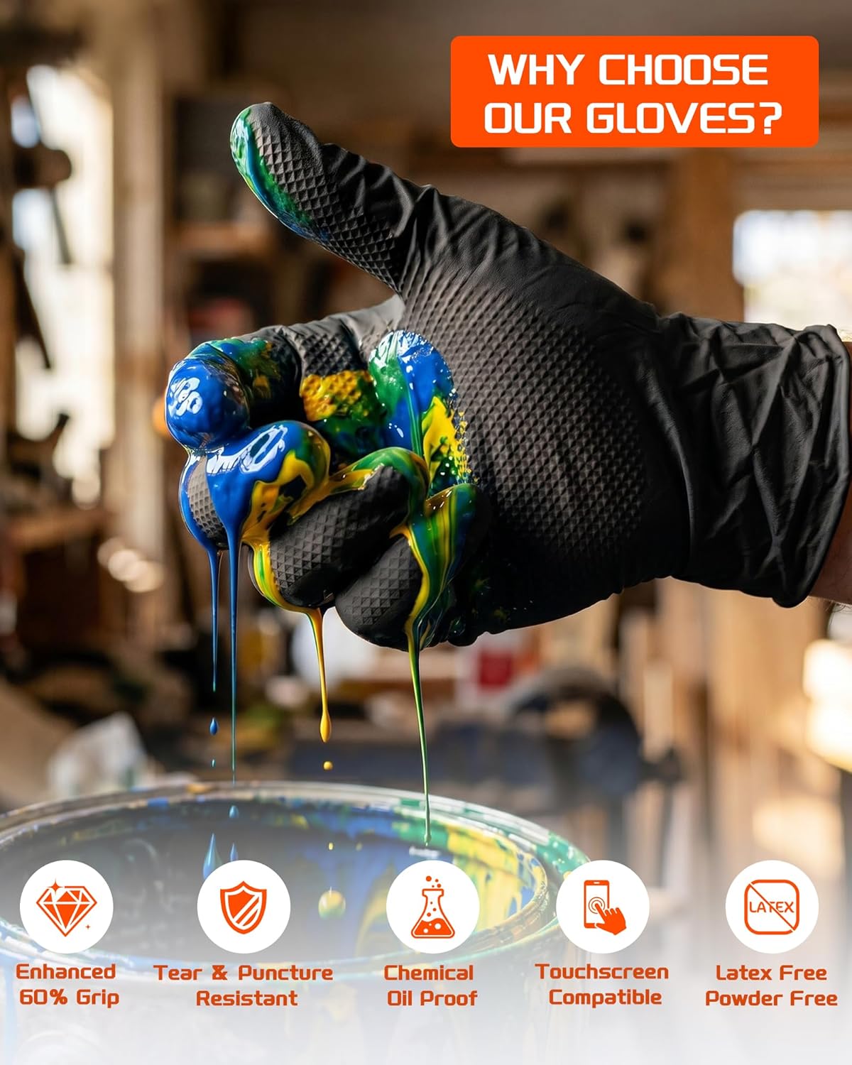 9mil Heavy Duty Disposable Nit - Nitrile Mechanic Glove reseña y precio