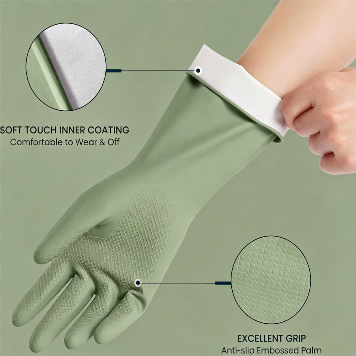 4 Pairs Reusable Rubber Dishwa - Dish Glove Rubber reseña y precio