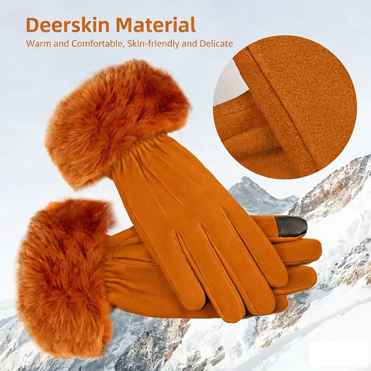 Women's Deerskin Warm Gloves A - Wool Glove Lined reseña y precio