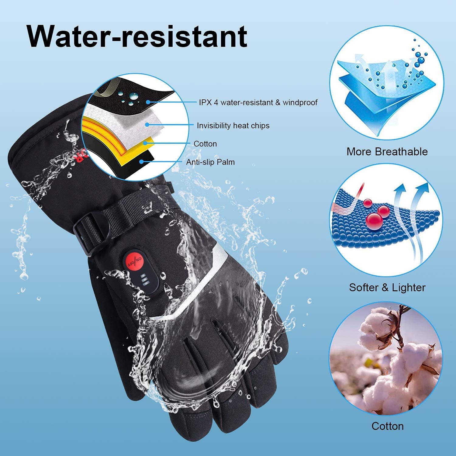 SNOW DEER Winter Heated Gloves - Ski Glove Waterproof reseña y precio