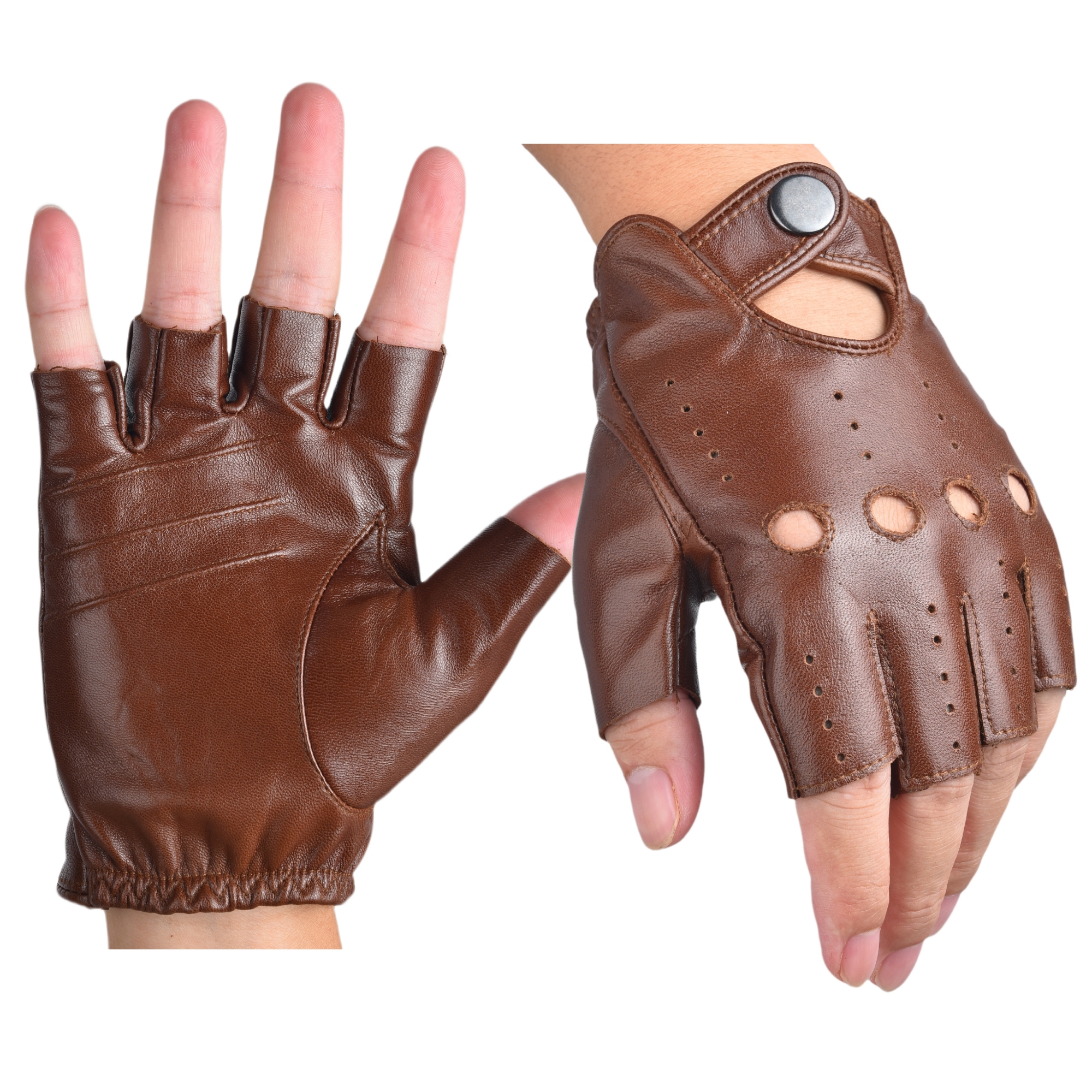 Mens Fingerless Half Finger Le - Leather Driving Glove reseña y precio