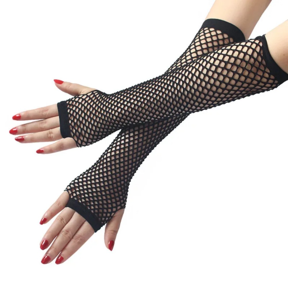 Women Neon Fishnet Long Finger - Fingerless Glove Knit reseña y precio