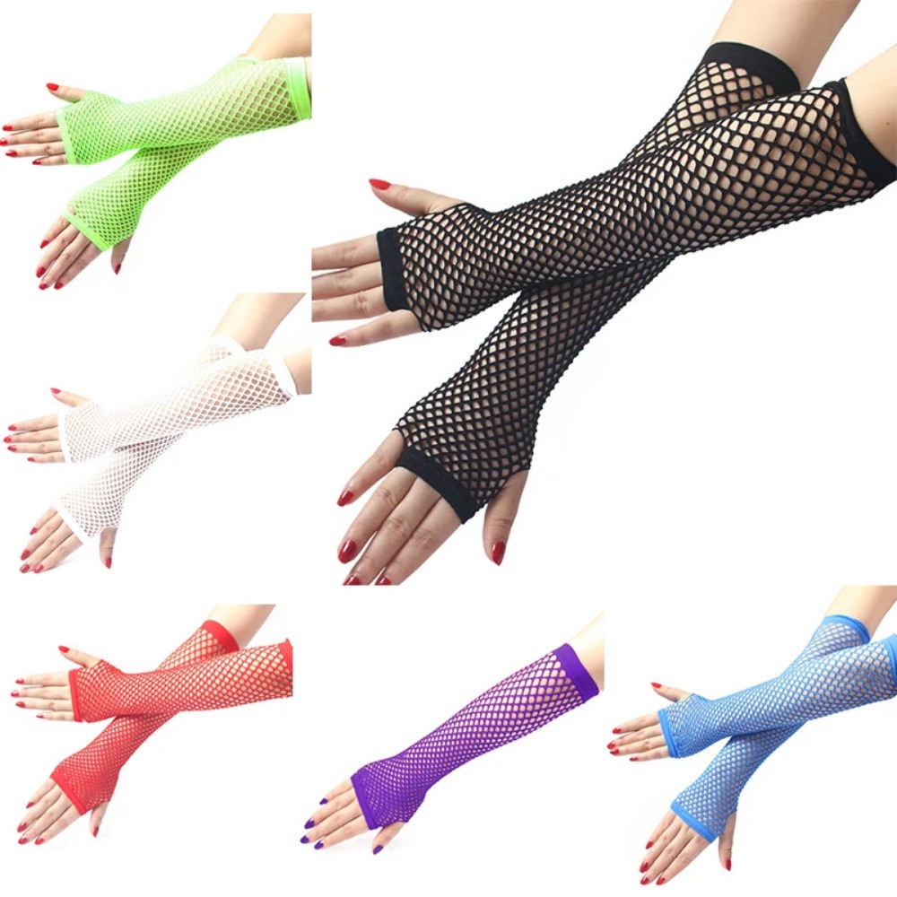 Women Neon Fishnet Long Finger - Fingerless Glove Knit reseña y precio