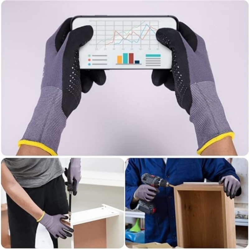 Micro-Foam Safety Work Gloves  - Nitrile Mechanic Glove reseña y precio