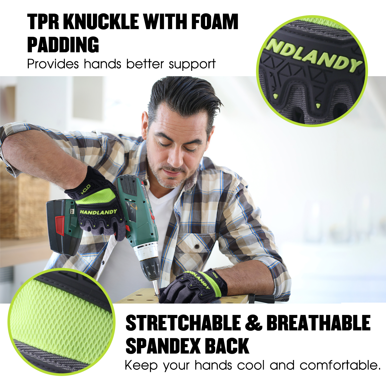 HANDLANDY anti-impact anti-abr - Work Glove Impact reseña y precio