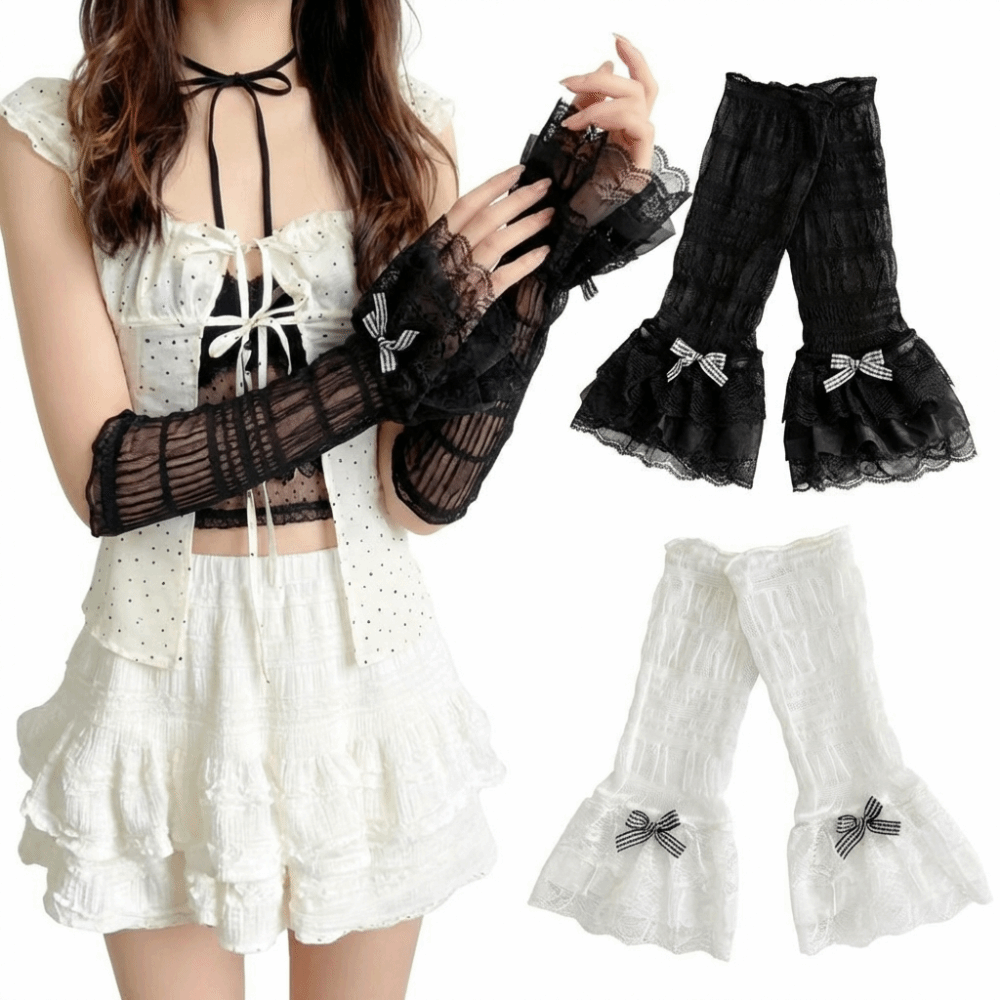 1 Pair Thin Lace Lace Arm Slee - Fingerless Glove Knit reseña y precio