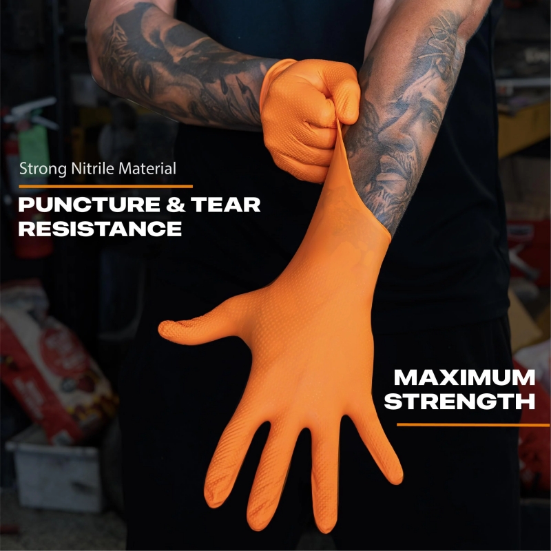 Heavy Duty Orange Nitrile Glov - Nitrile Mechanic Glove reseña y precio