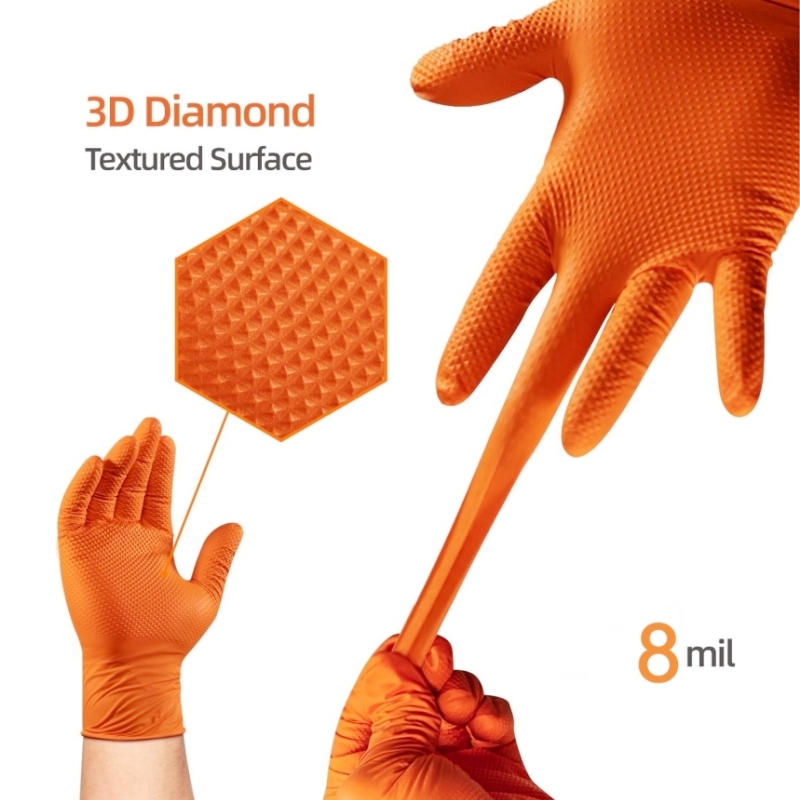 Heavy Duty Orange Nitrile Glov - Nitrile Mechanic Glove reseña y precio