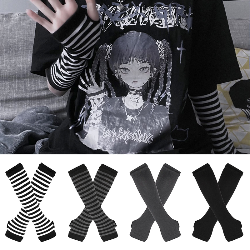Women Long Sleeve Gothic Strip - Fingerless Glove Knit reseña y precio