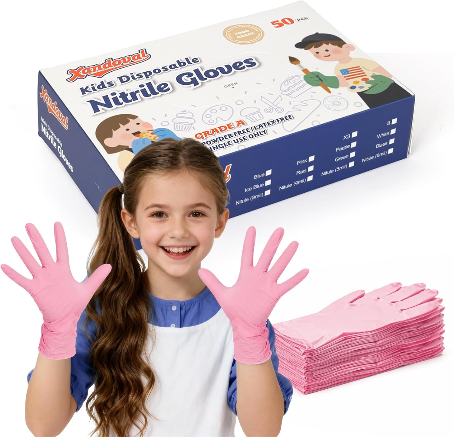 Kids Disposable Gloves for 3-8 - Latex Disposable Glove reseña y precio