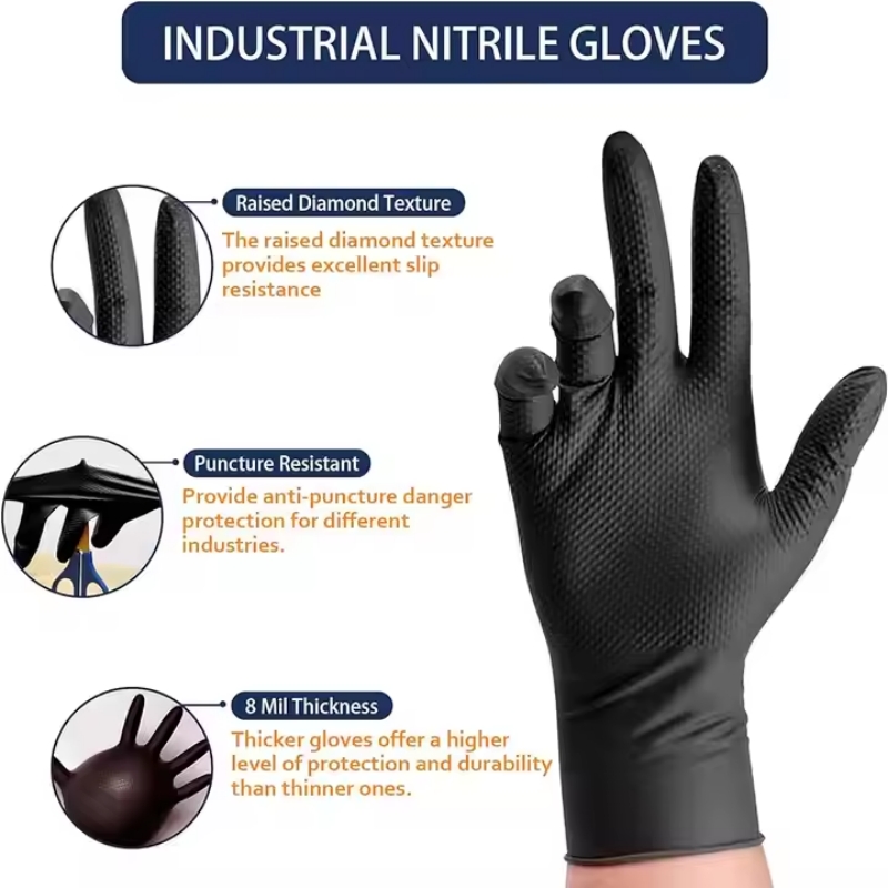 8Mil Thick Heavy Duty Safety W - Nitrile Mechanic Glove reseña y precio